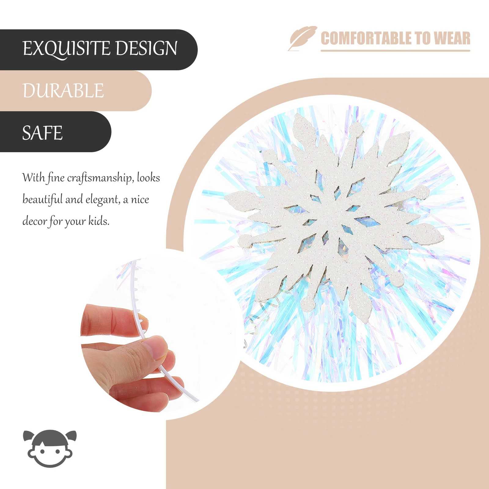 

2Pcs Snowflake Headbands Sturdy Kids Hairband Adorable Xmas Party Decorative Hair Hoops Snowflake Hair Hoops Kids Hairband