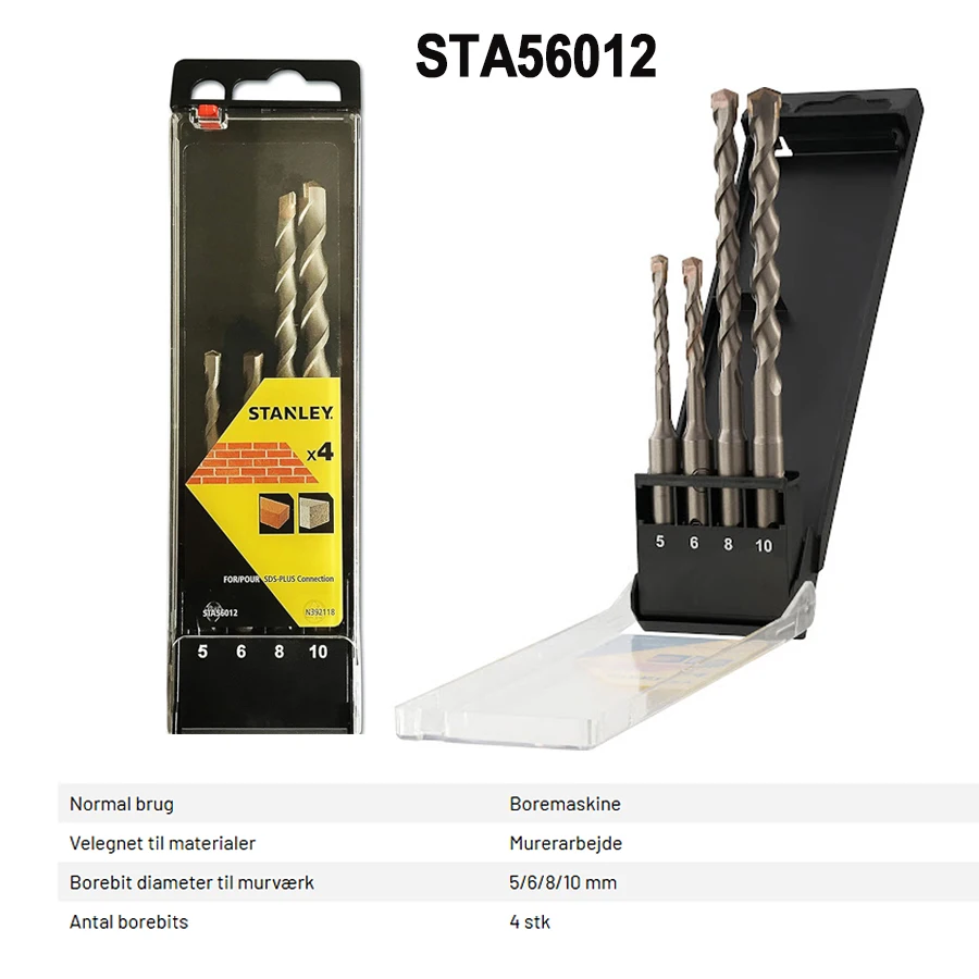 Stanley STA56012 Screwdrivers Bits Set 5/6/8/10mm Suitable for Power Tools Stainless Steel Drilling Set Replacement Drill