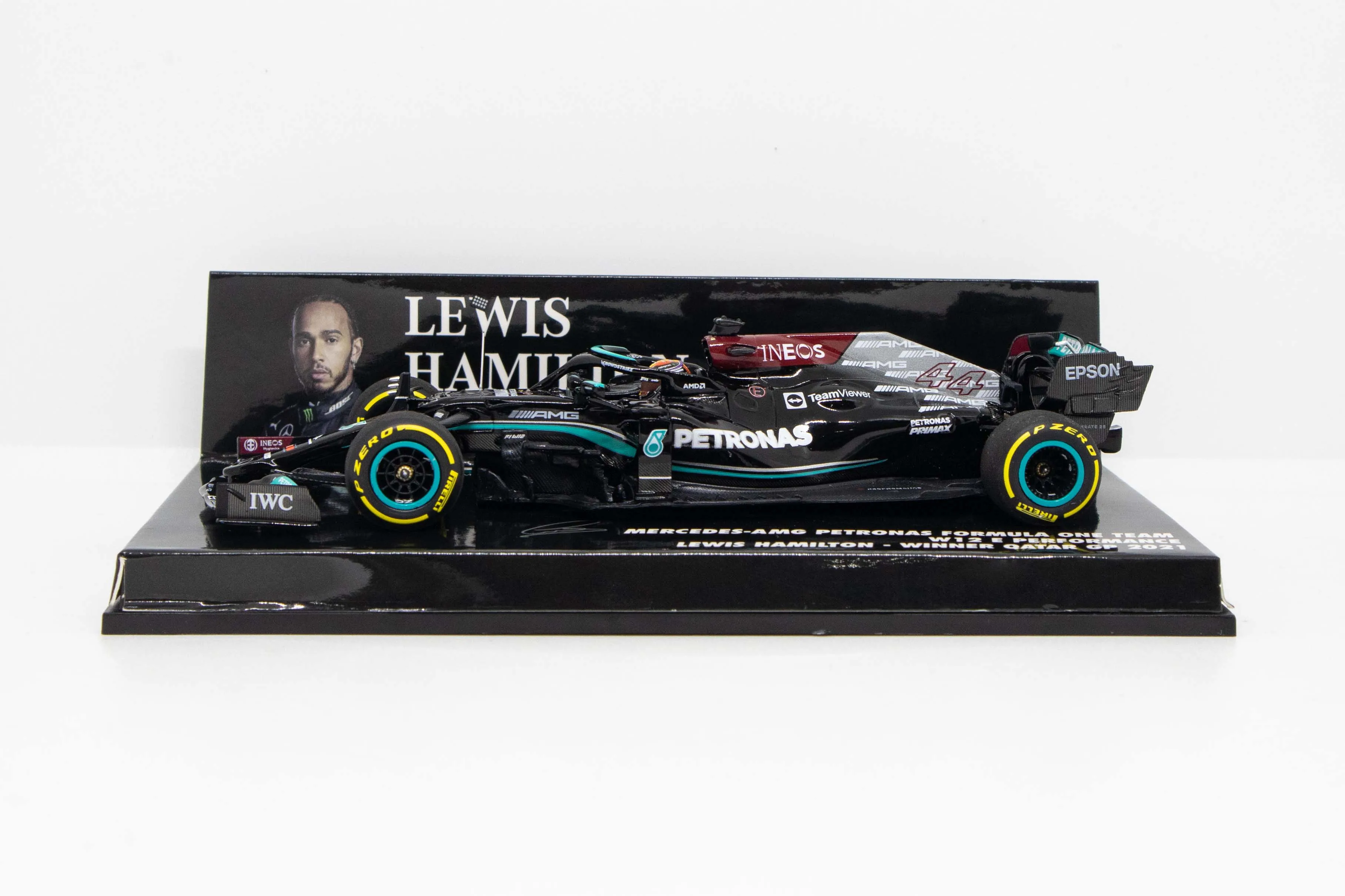 MINICHAMPS 1:43 2021 F1 MB PETRONAS W12 E No44 L.HAMILTON WINNER QATAR Model Car