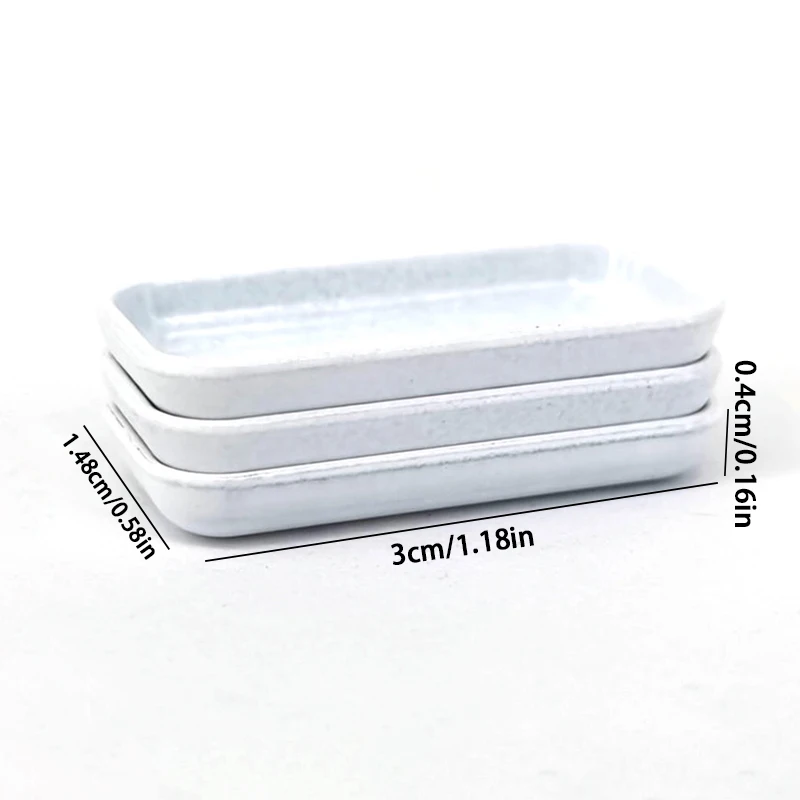 3Pcs 1/12 Dollhouse Simulation Food Dish Plates Dollhouse Mini Kitchen Tableware Decoration Dolls House Accessories Toys