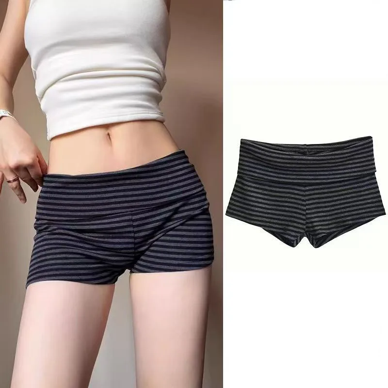 

Women's Summer New Sexy Striped Mini Shorts Outdoor Wear Hot Pants High Elasticity, American Low-Rise Striped Shorts