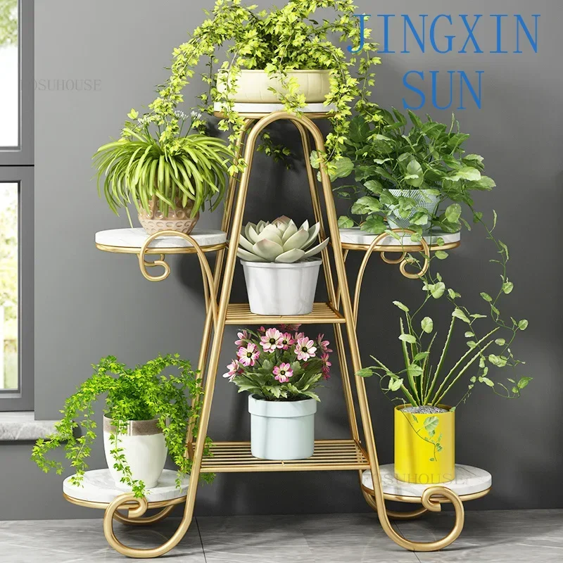 Modern Minimalist Wrought Iron Plant Shelves for Living Room Light Luxury Plant Stands Multi-layer Balcony