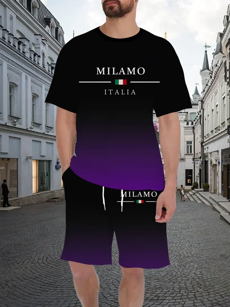 

New Men's Black Milano Italia Graphic Casual Shorts Y2K Oversized Casual Suit Suitable for Daily and Training Wear