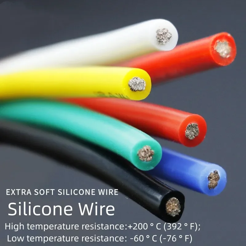 1M/5M Soft Silicone Wire Heat-resistant Ultra Flexible Copper Cord 30 28 26 24 22 20 18 16 15 14 13 12 11 10 8AWG