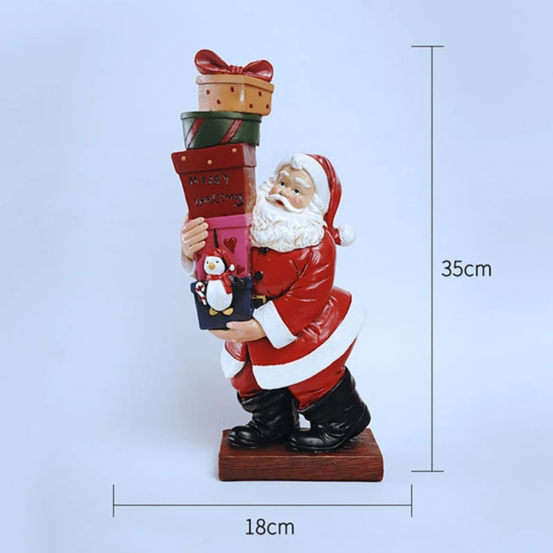 1Pcs Santa Claus Sculpture Christmas Doll Resin Ornament Figurine Holiday New Year Hristmas Table Decoration