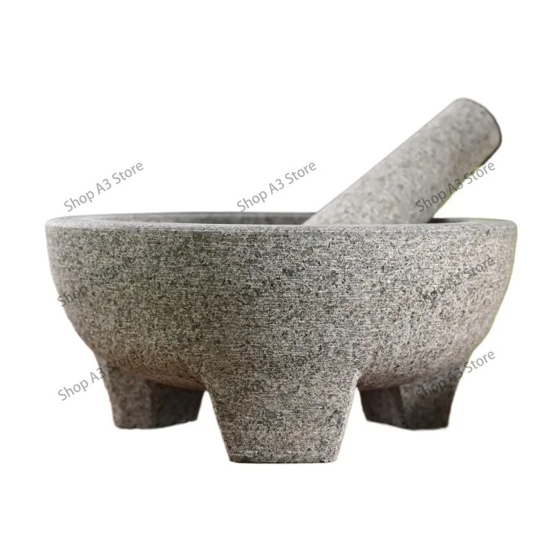 Natural Stone Granite Mortar Pestle for Spices Seasonings Pastes Guacamole