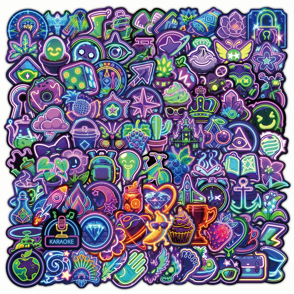 10/50/100/200 stücke Lustige Nette Cartoon Neon Graffiti Aufkleber Aufkleber Spielzeug Wasserdicht DIY Laptop Koffer Tagebuch coole Aufkleber
