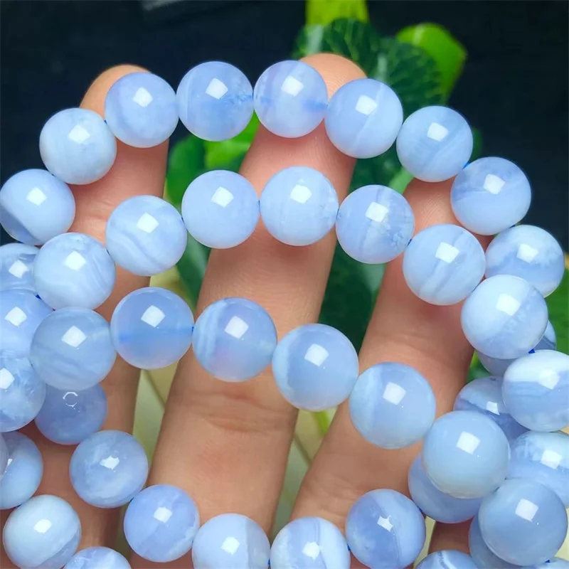 9MM Natural Blue Lace Agate Bracelet Healing Fashion Reiki Crystal Man Woman Fengshui Jewelry Birthday Gift 1pcs