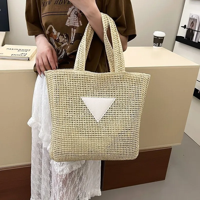 

Women's Large Woven Straw Tote Bag, Casual Lightweight Carryall for Daily Commute, Beach Vacation, Shopping Trip and Weekend