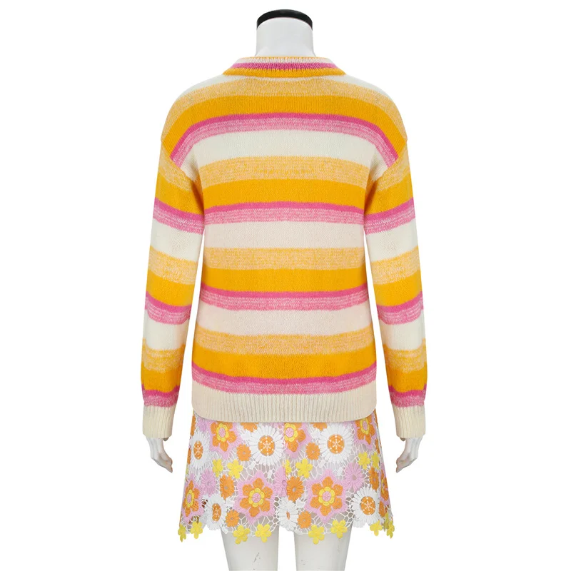 Enid Sinclair Cosplay Striped Sweater In Stock Long Sleeve with Skirt Flower Printing Wednesday Halloween Carnival Suit