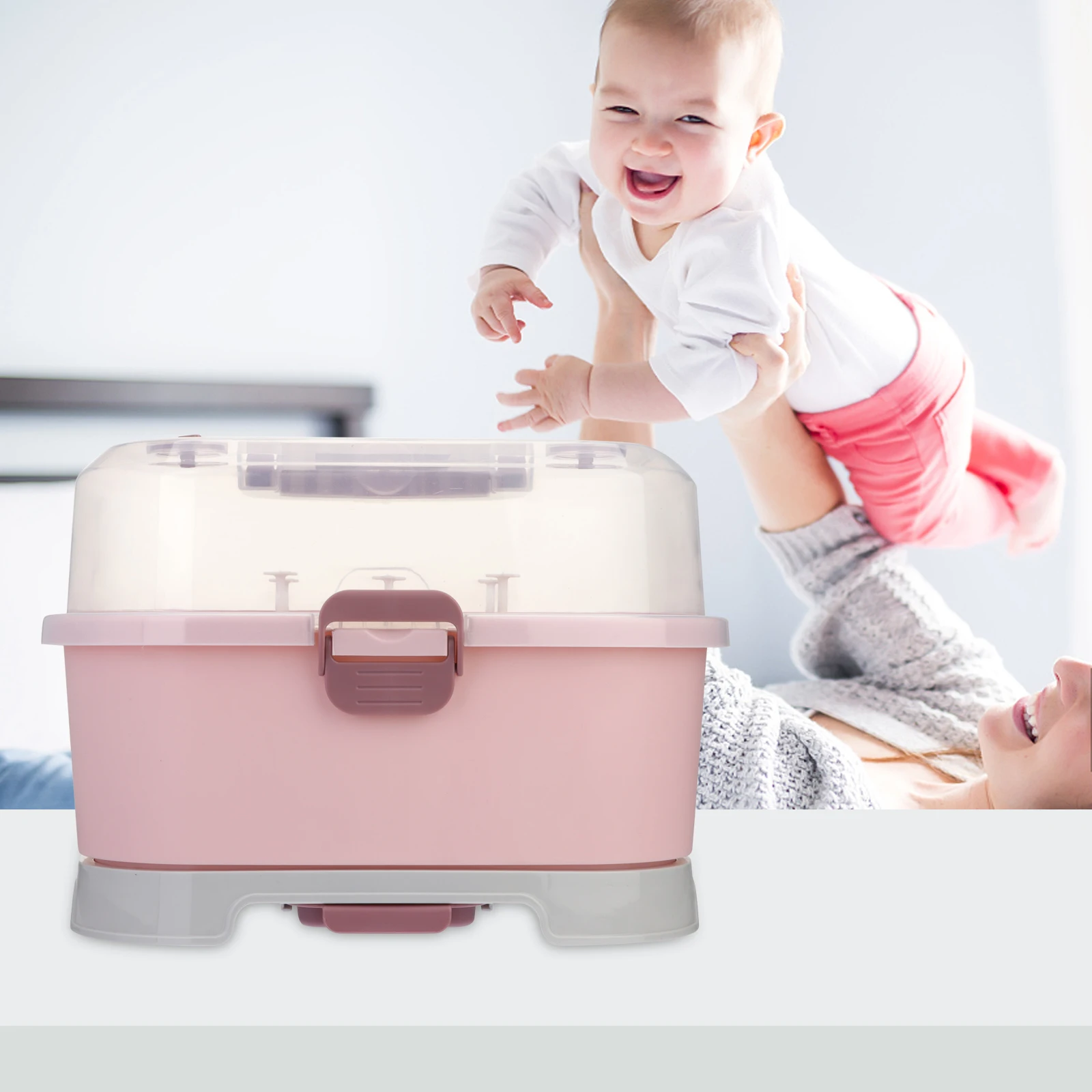 

1pc Bottle Storage Box Drying Rack Organizer Pp Container Travel Home Use Sealing Supplies Container Pacifier Milk