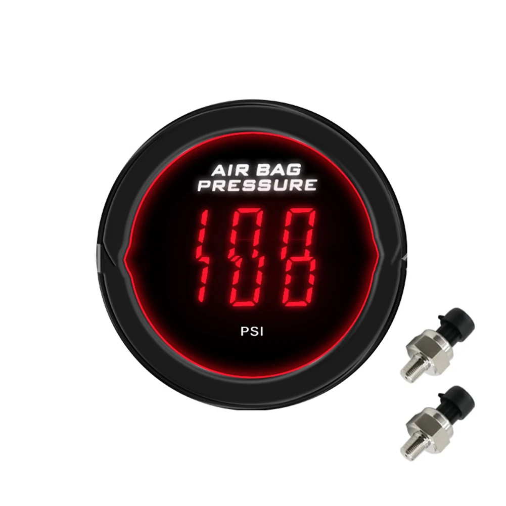 Black Dual Screen Gauge 12V 24V Vehicle Air Gauge Pressure Sensor 1 8 NPT Sensor Quick Installation Sensitive Conduction