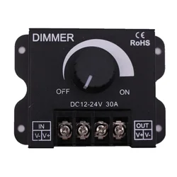 LED Dimmer DC 12 V 24 V 30A 360 W Regolabile Luminosità Della Lampada di Striscia Driver Della Lampada Singolo Colore di Potere Della Luce controller