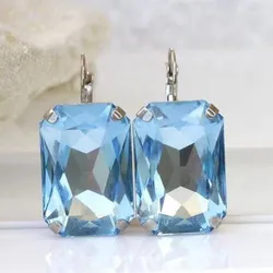 New Trendy Dangle Earrings for Women with Light Blue Cubic Zirconia Simple Stylish Style Fashion Earrings Female Jewelry