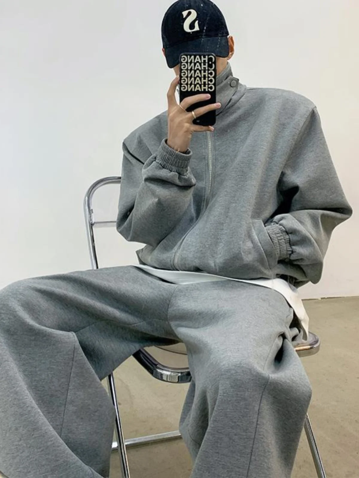 

Мужской спортивный костюм в стиле ретро: новый осенний комплект Haome из двух предметов (верх и низ) для уличной моды, универсальный, в разных цветах