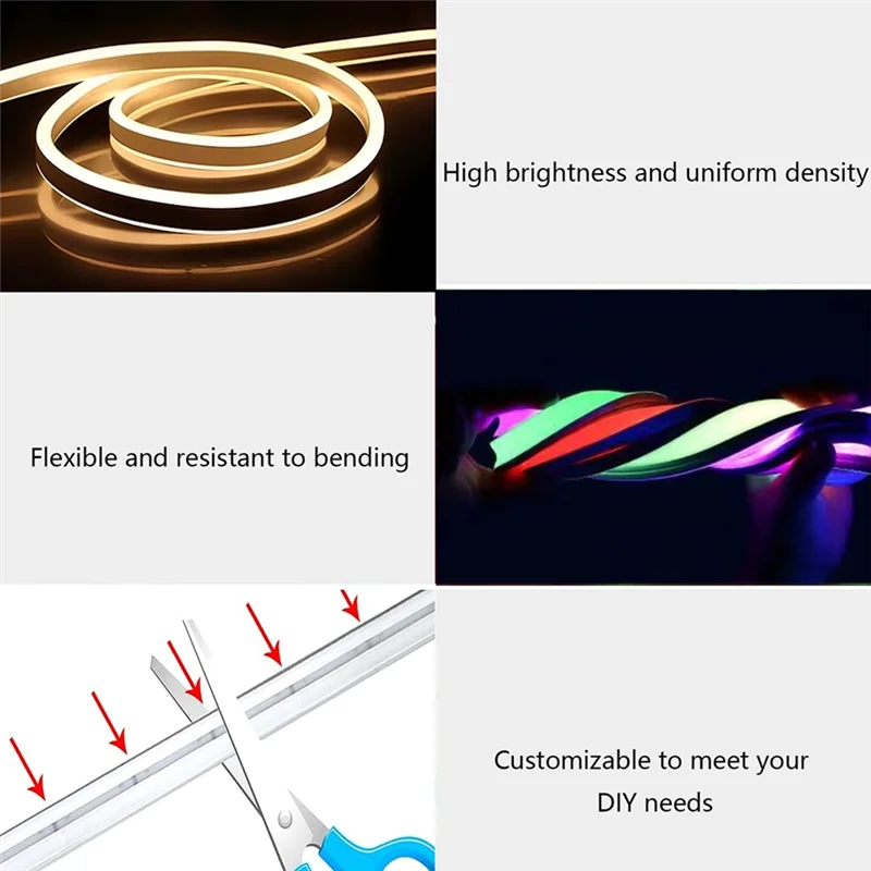 Vendita calda-Striscia di luce al neon RGB 5M con telecomando a 24 tasti - Luci impermeabili che cambiano colore per camera da letto, stanza e decorazioni per esterni
