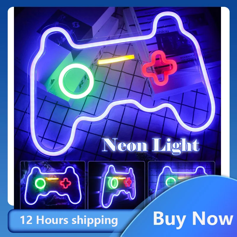 Game Shaped Neon Signs Neon Lights LED Neon Signs for Wall Decor 16\'\'x 11\'\' Gamepad Neon Signs for Bedroom Children Gaming Zone