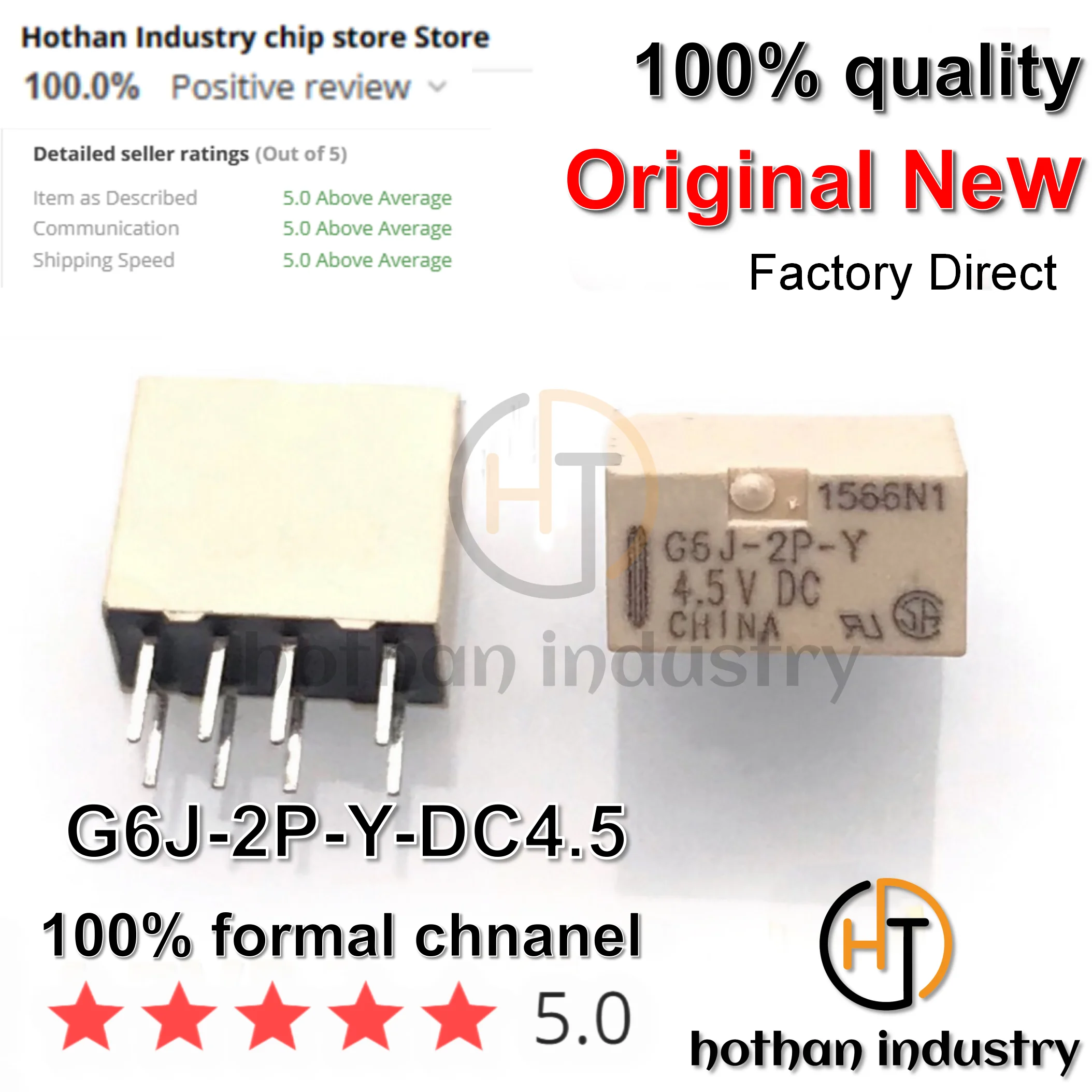 (10-1000PCS) 100% NEW G6J-2P-Y-DC4.5 Low Signal Relays - PCB ThruHole NonLatching DPDT 4.5DC 140mW