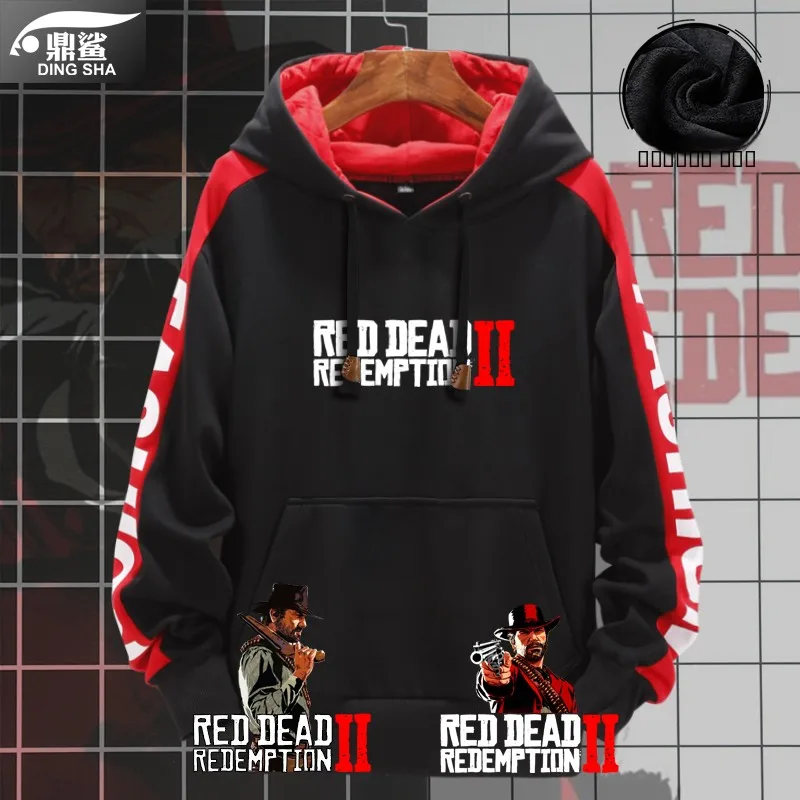 

Wild West Redemption II Game Hooded Fce Lined Sweatirt ex Winter Warm Outerwear Casual Straight Leg Polyester Blend