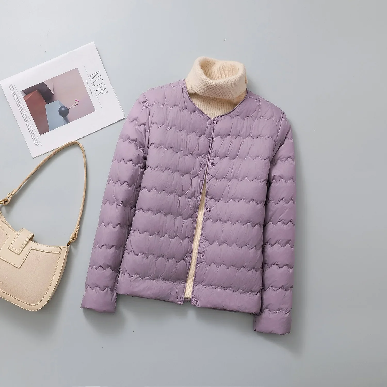 سترة نسائية خفيفة الوزن قصيرة للصيف رقيقة مناسبة برقبة دائرية عصرية ملابس داخلية دافئة معطف خارجي #4