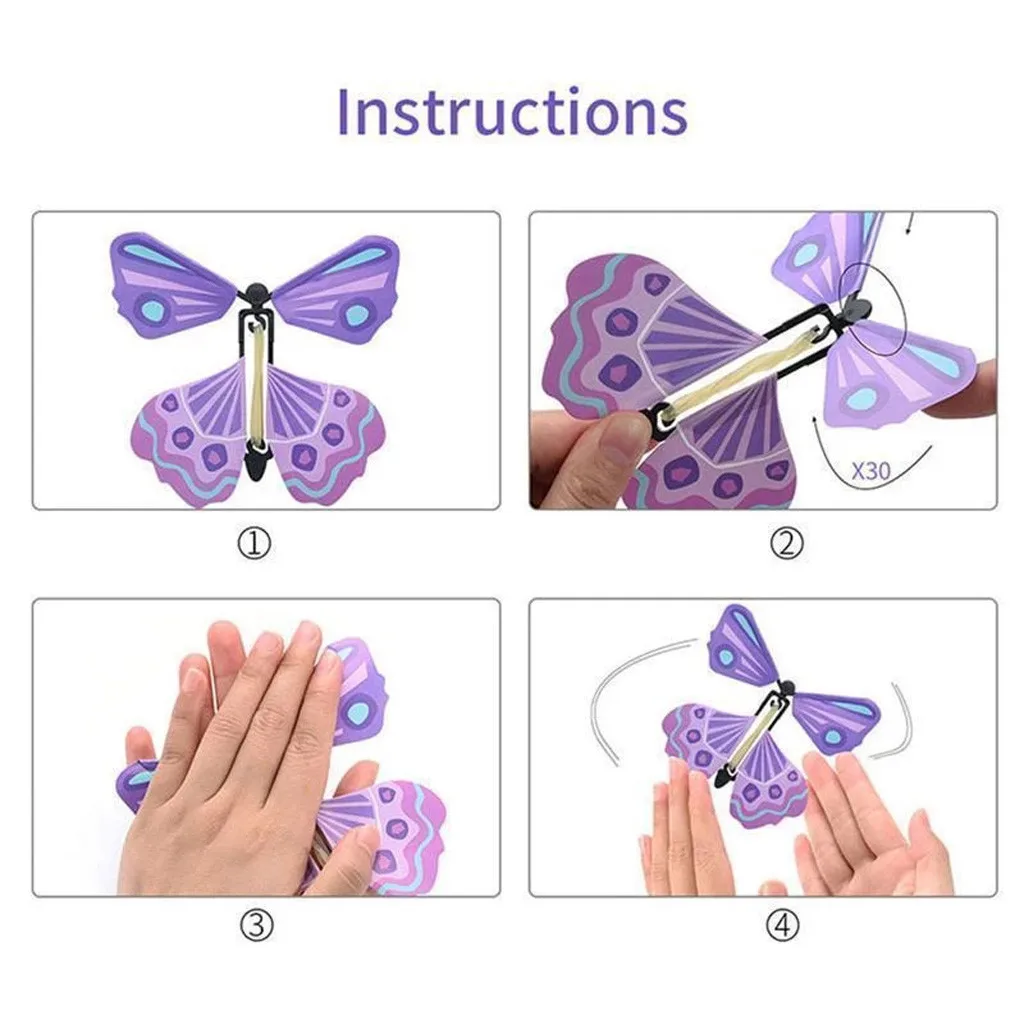 Magic Flying Butterfly with Card Simulation Toy Children Magic Props Trick Funny Surprise Joke Butterfly Card Magic Toy for Kids