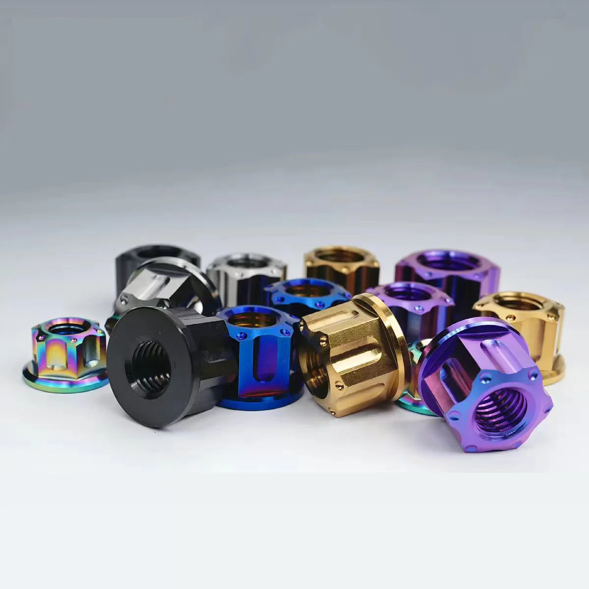 1Pc TC4 Titanium Alloy Flange Nut, M5-M14 Pitch 0.8/1.0/1.25/1.5mm, Rear Fancy Nut for Bike Motorcycle Car