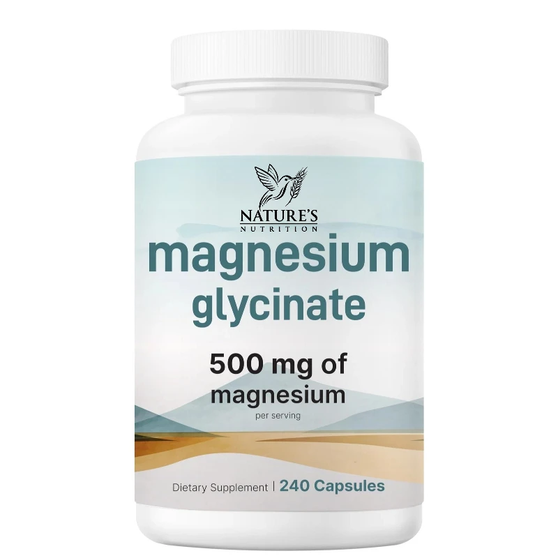 Magnesium Glycinate 500mg Per Serving 240 Capsules Potent Elemental Form 100% Chelated High Absorption Non-GMO Supplement