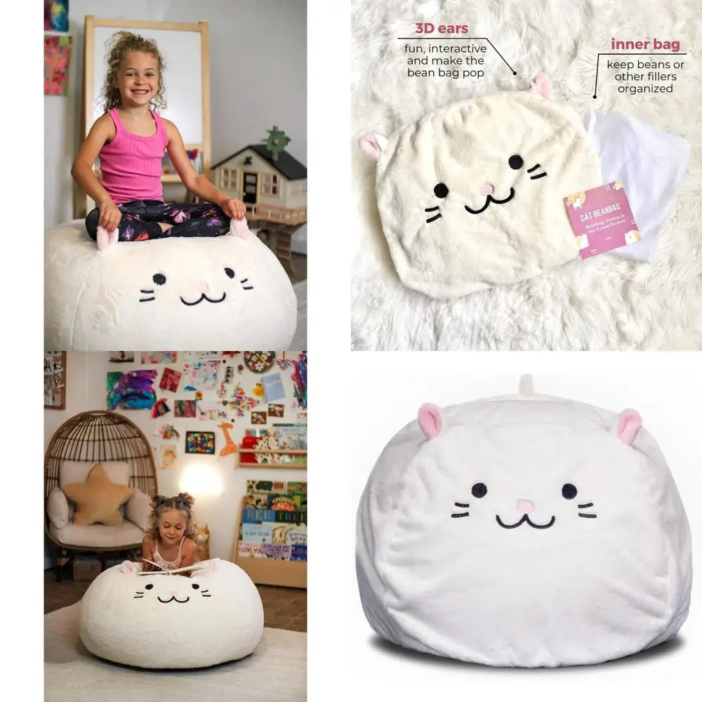 

Чехол для кресла-мешка Pinky Cat, универсальный, подходит для детей, подростков и взрослых, 32x32x18 дюймов