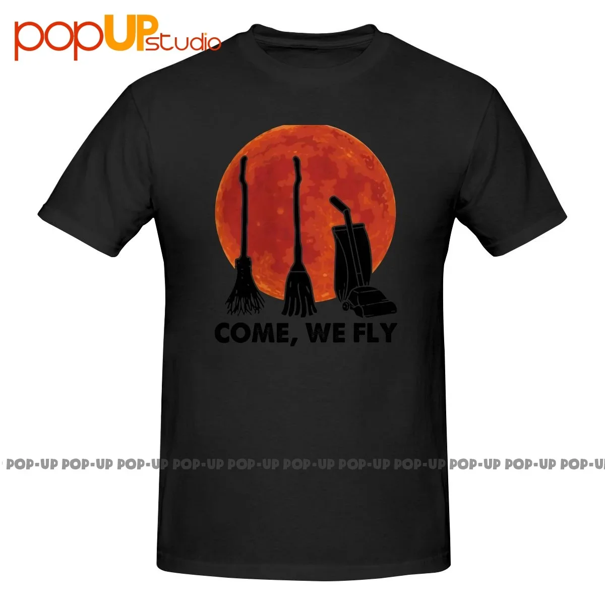 Halloween Come We Fly Broomstick Vacuum Cleaner Sunset Shirt T-shirt Tee Print Harajuku