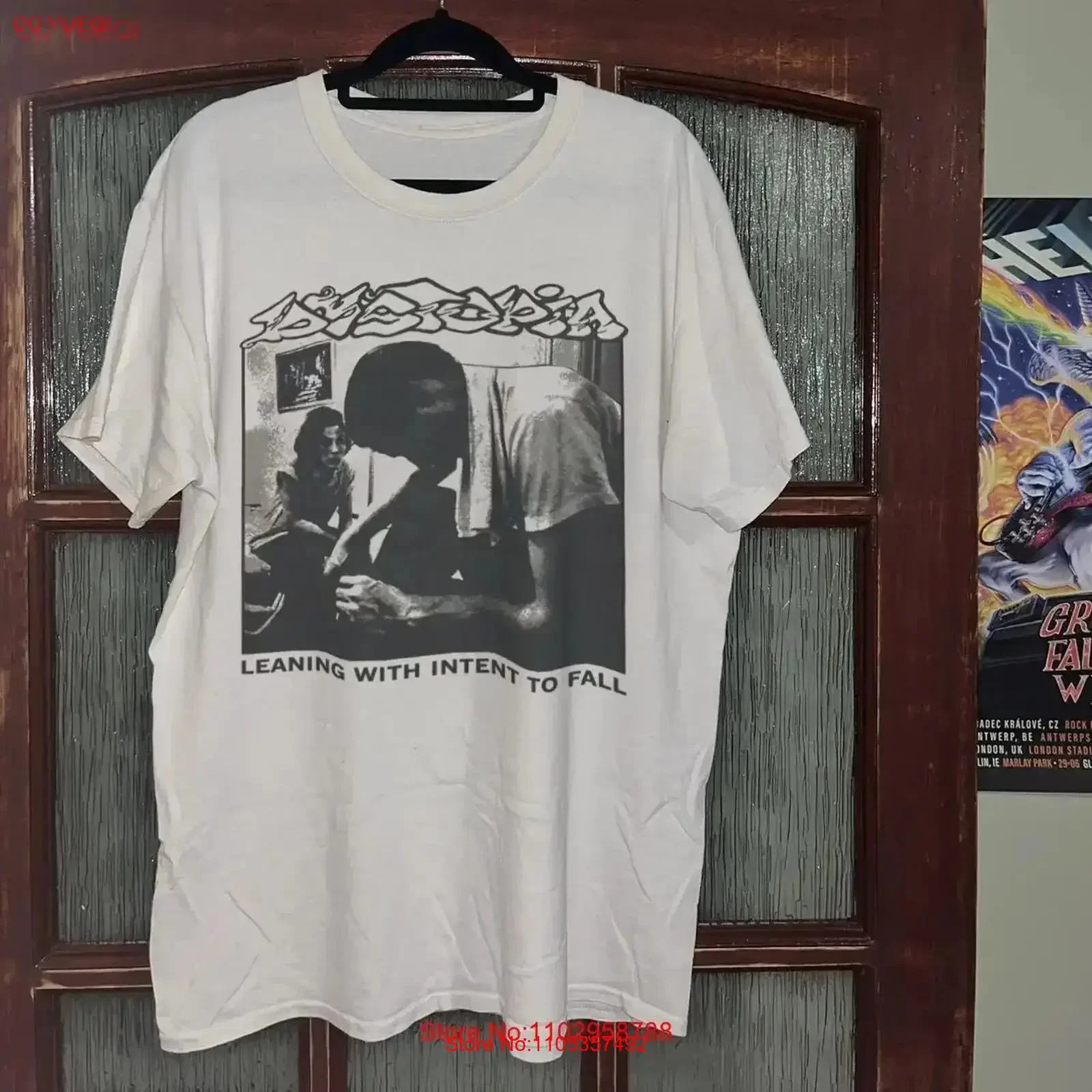 Dystopia hardcore band graphic short sleeve white shirt men women KTV8717 vintage Washed Stylish Versatile Comfortable Slightly