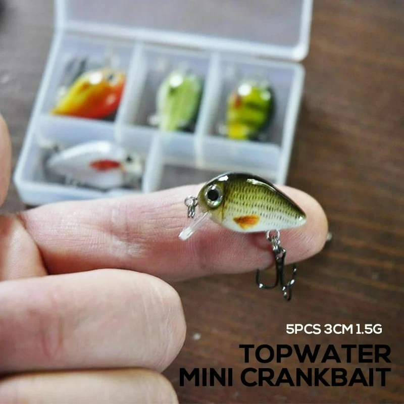 

5pcs Fish Bass Fishing Lure Set 3cm 1.5g Fishing Carp Wobbler Crank Bait Single Hook Rock Luya Laser Fake Lure