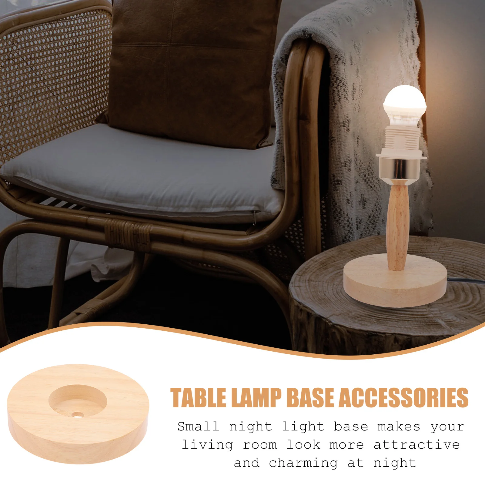 

2 шт. круглый цоколь лампы из массива дерева, ночник, подставка, аксессуар для настольной лампы, высокая прочность, тонкое мастерство, простая установка