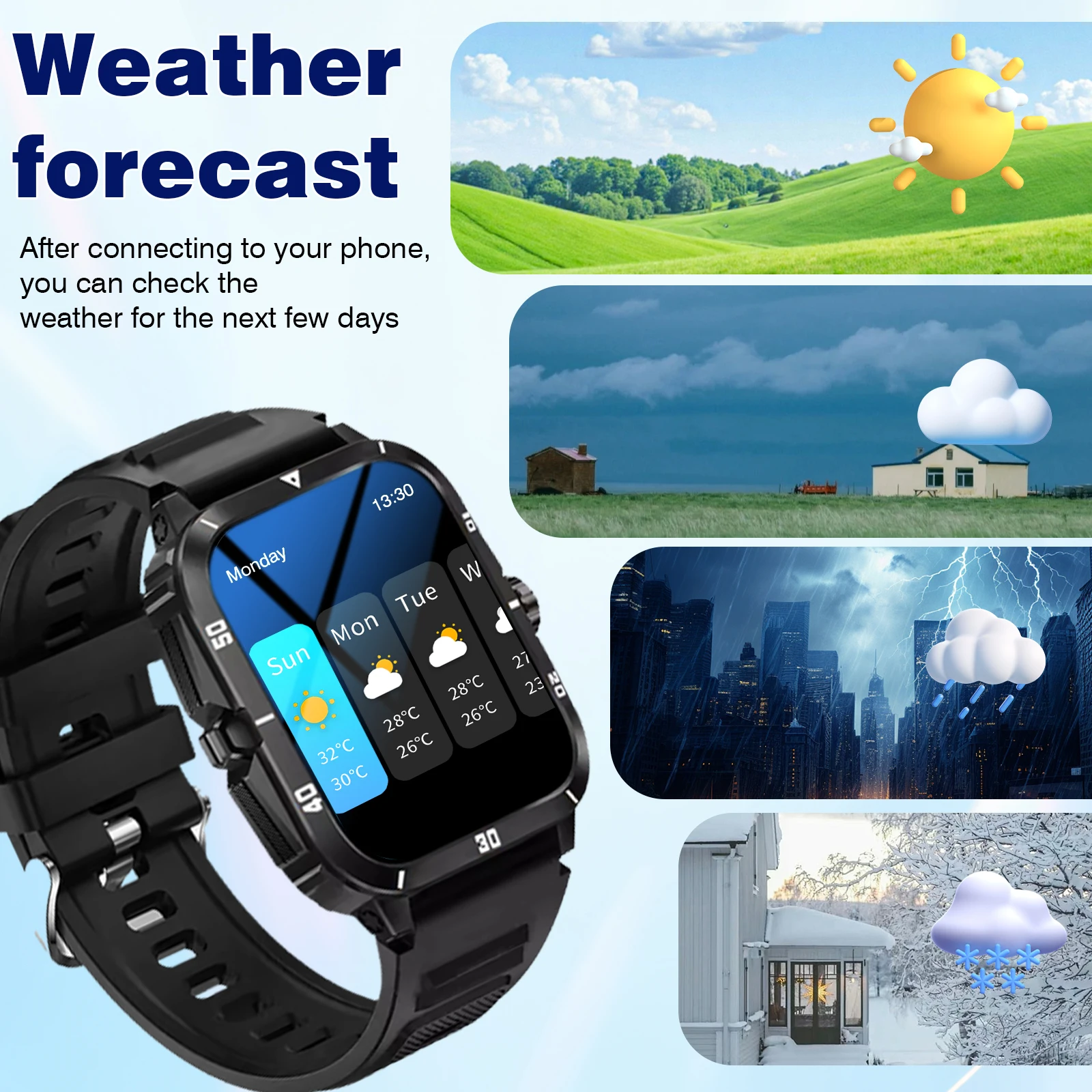 ساعة ذكية جديدة 2025، يمكن أن تصنيع واستقبال المكالمات وتذكير الرسائل وتشغيل الموسيقى، مناسبة لهواتف iPhone وAndroid