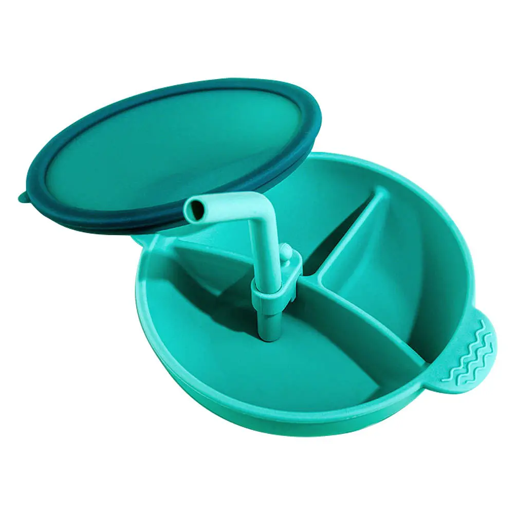 

1 комплект, детская тренировочная миска с несколькими сетками для еды, соломенный дизайн, миска для детского питания с двойной ручкой, нескользящая детская посуда, детская посуда