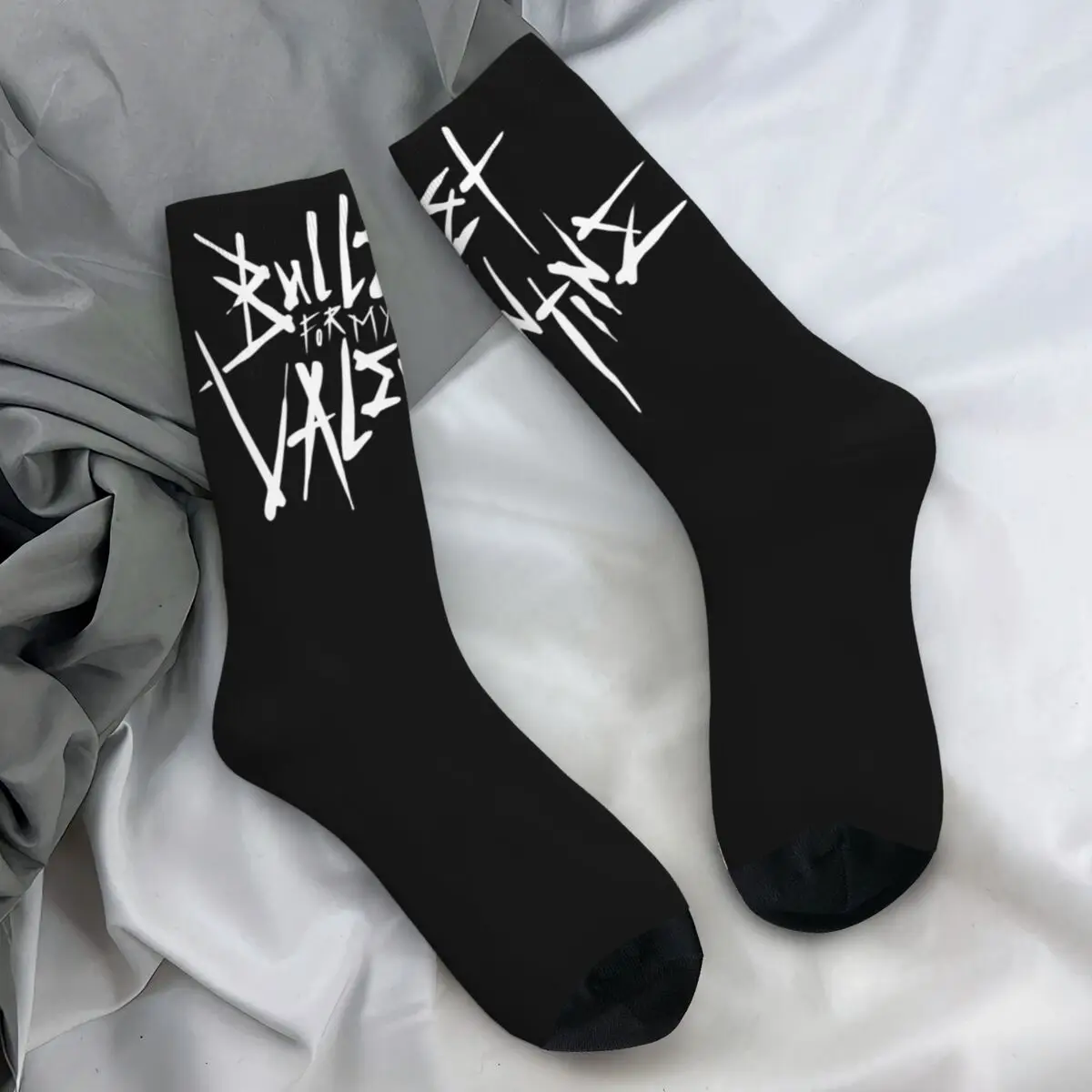 White Logo Bullet For My Valentine Socks Funny Stockings Men Soft Breathable Running Sports Socks Autumn Custom Anti Sweat Socks