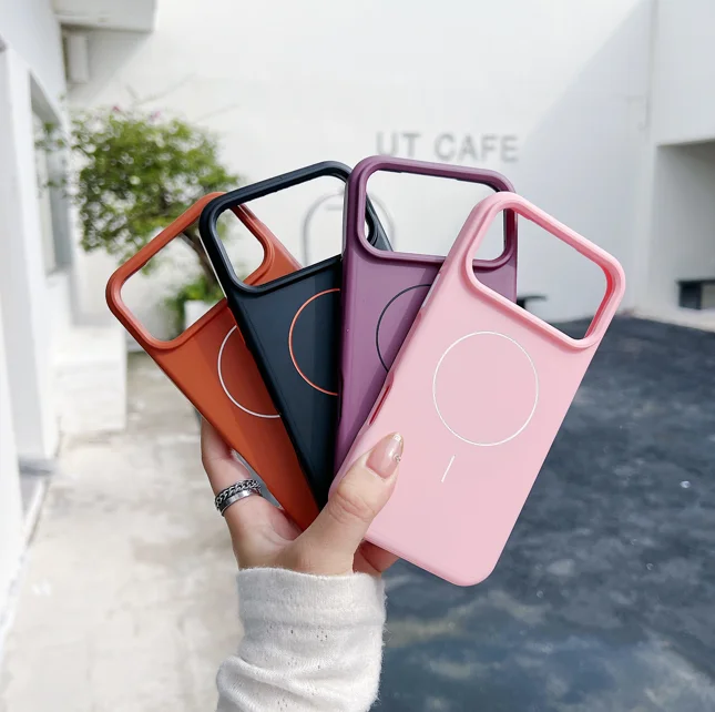 حافظة MagSafe بأزرار ملونة نافذة عدسة كبيرة مقاومة للصدمات متعددة الألوان لسلسلة iPhone13-17 2025 جديد
