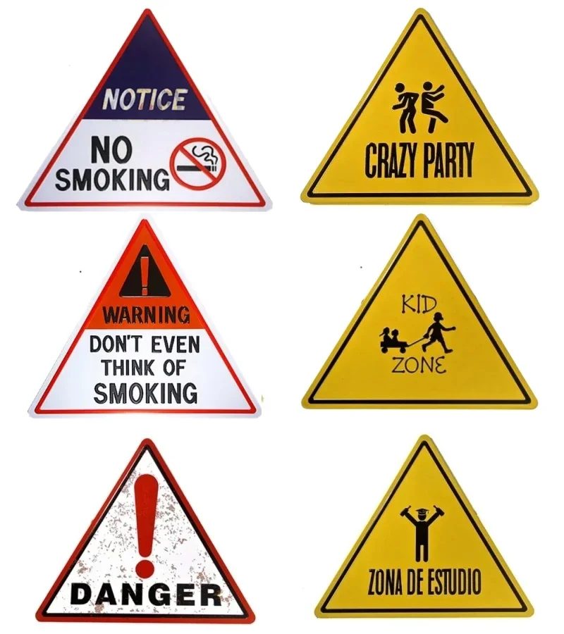 Free Danger WIFI Triangle Warning Signs Metal Yellow Plate Indicator Workshop Public Corridor Irregular Warning Wall Tin Signs