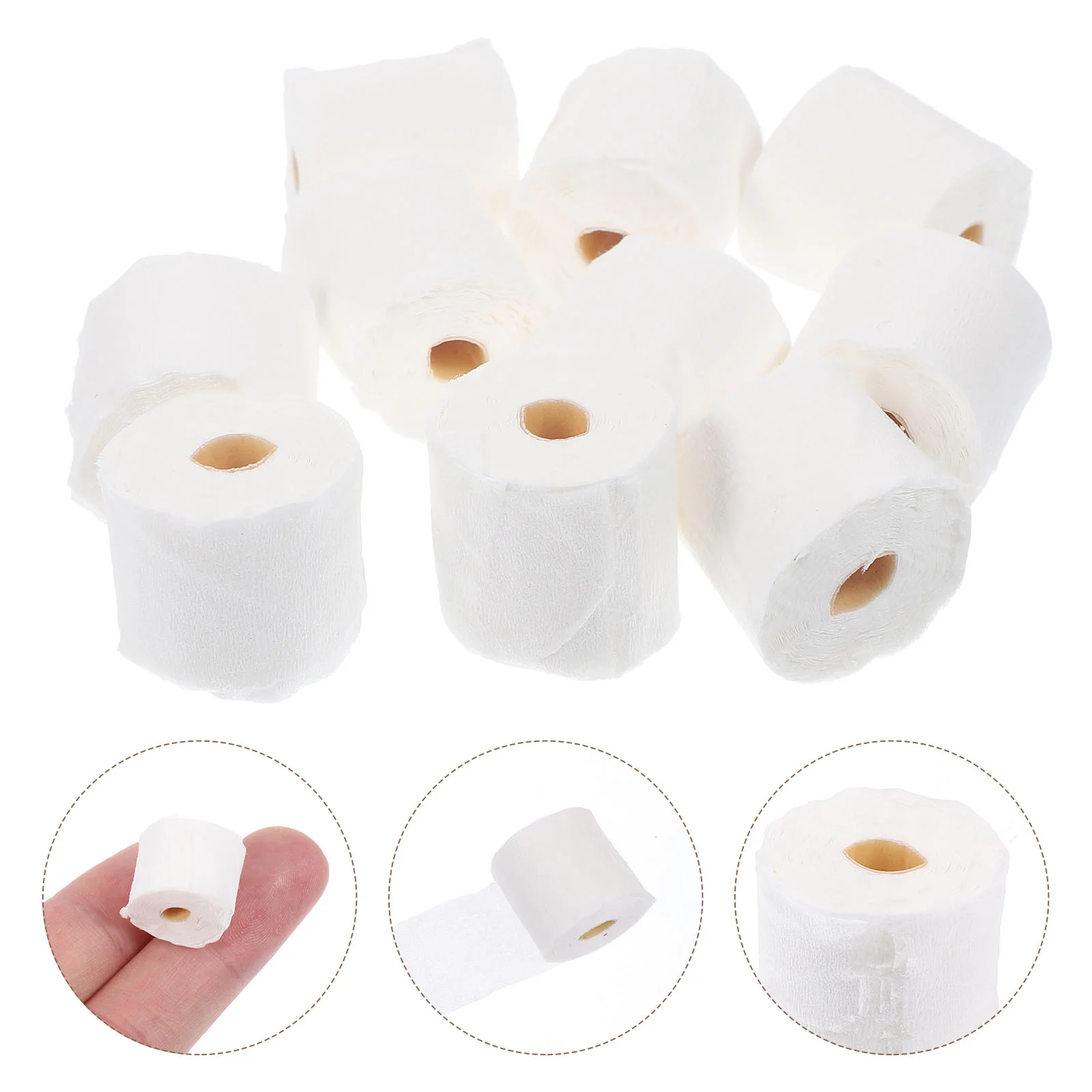 10 Pcs Miniature Model Tube Paper Dollhouse DIY Prop Ornament Small Tissue Bathroom Decor Pretend Play Toy Toys