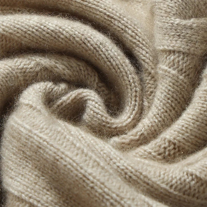 100% pure cashmere men's sweater business casual solid color knitted pullover loose semi high collar Tops thickened warm Blouse