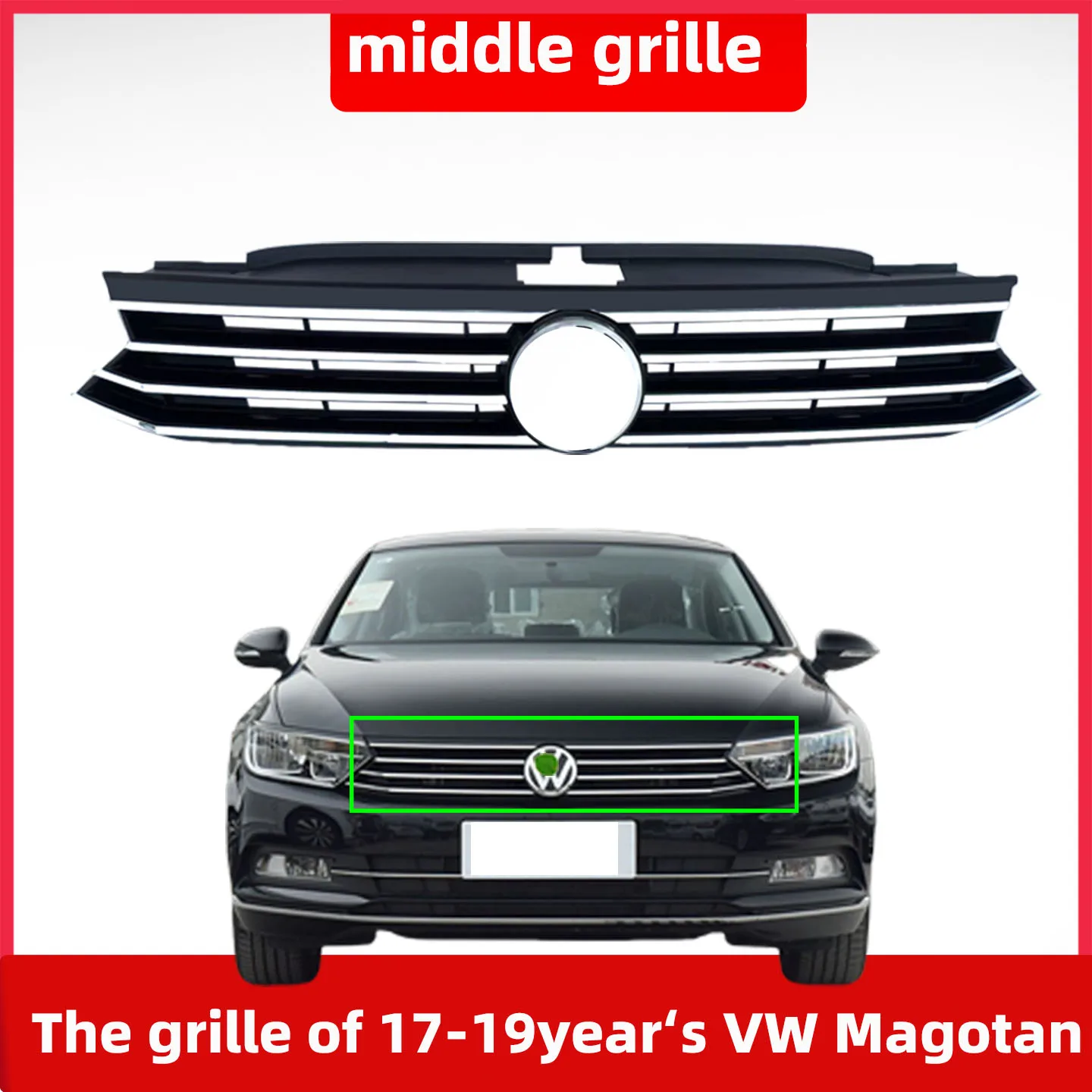 

Front Middle Grille Grill Vent for Vw Passat 2016 2017 2018 2019