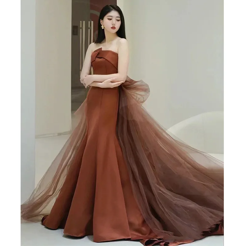 

Exquisite Host Chorus Dress Gown Sexy Cheongsam Luxury Stylish Mermaid Qipao Retro Off Shoulder Evening Party Vestidos