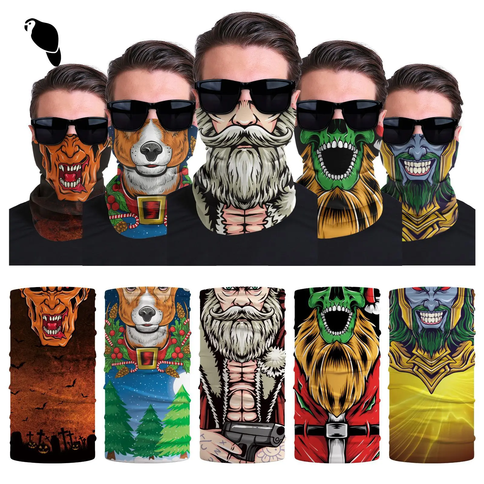 Xunhui Cross-border Half-face Skull Magic Headscarf, Outdoor Travel Shade Cycling Mask, UV Protection Neck Cover
