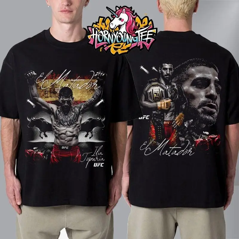317 Ilia Topuria El Matador Bull Fight Boxy Unisex T-Shirt Two Sides
