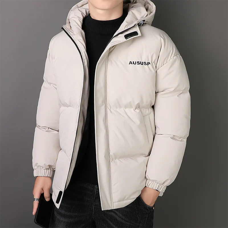 Autumn Winter Men's Hooded Windproof Padded Jacket Male Plus Size Fashion Loose Casual Versatile Thickened Warm Wadded Jacket