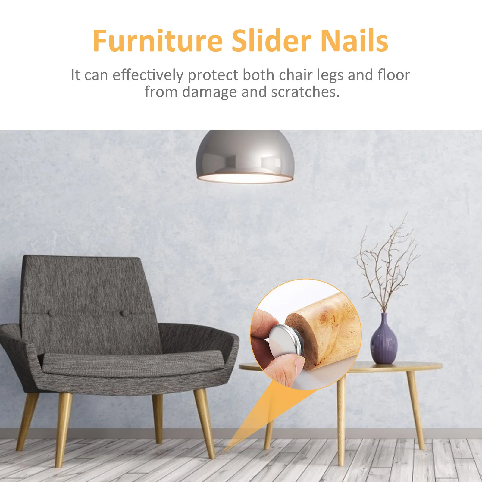 

20 Pcs Furniture Heightening Nails Sliders Floor Protectors Iron Silver Chair Glides Leg Pads