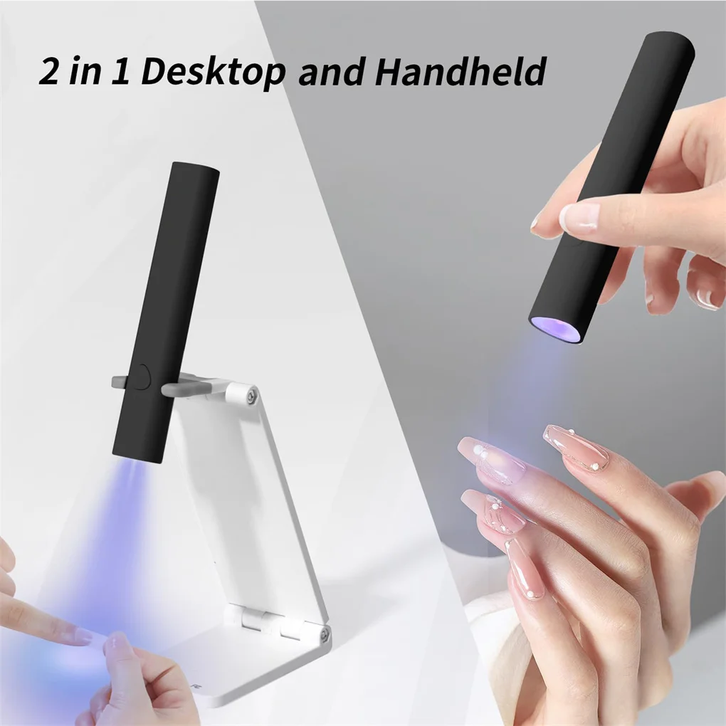 UV Light for Gel Nails, Mini UV LED Nail Lamp Handheld with Stand Portable Nail Dryer Rechargeable USB Cordless for Fast Drying