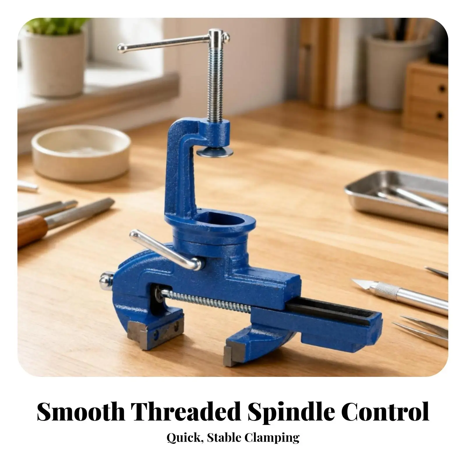 Sturdy Table Vise with 60mm Jaw Opening for Delicate Parts and Crowded Workbench Use