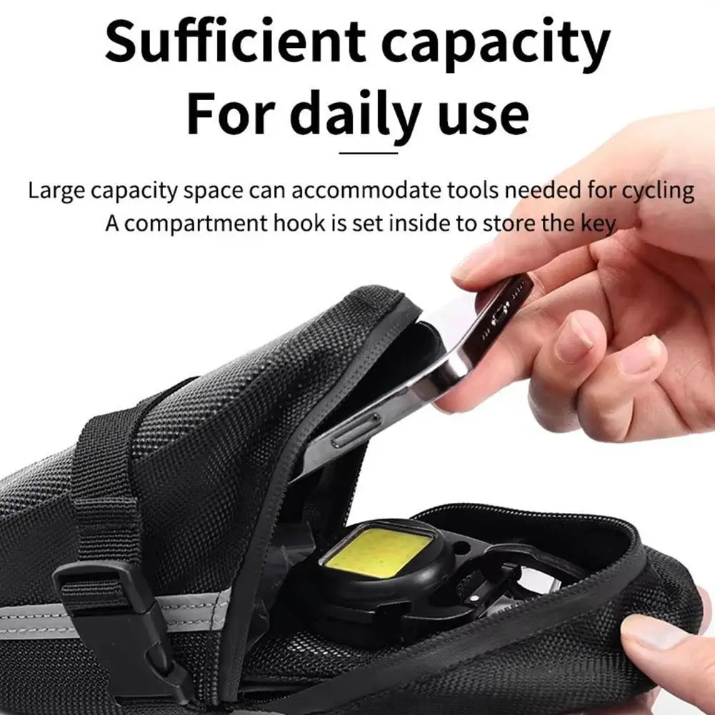 Bicycle Saddle Bag Large Capacity Bike Seat Bag Waterproof Back Seat Pouch Reflective Bike Seat Rear Tool Storage Pouch Bag
