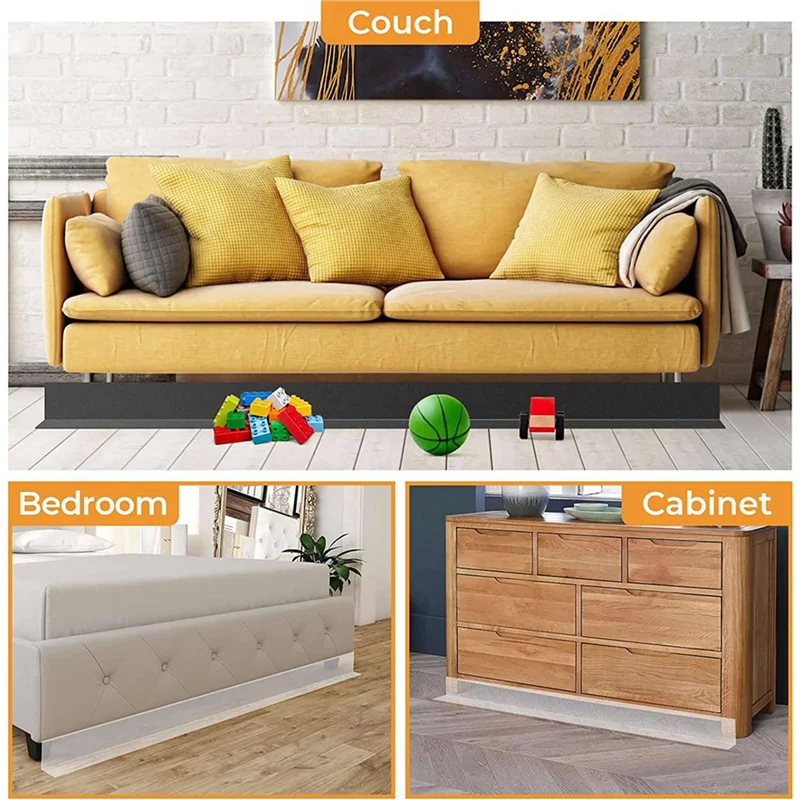 FLYY-2Pcs 118Inch Cuttable Under Couch Bed Blocker,Toy Blockers For Pets,Stop Things From Going Under Sofa Bed
