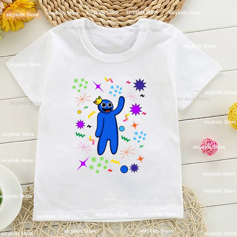 T-shirt for boys/girls video game rainbow friend cartoon printed children's clothes tshirts cute boys /girls general clothes